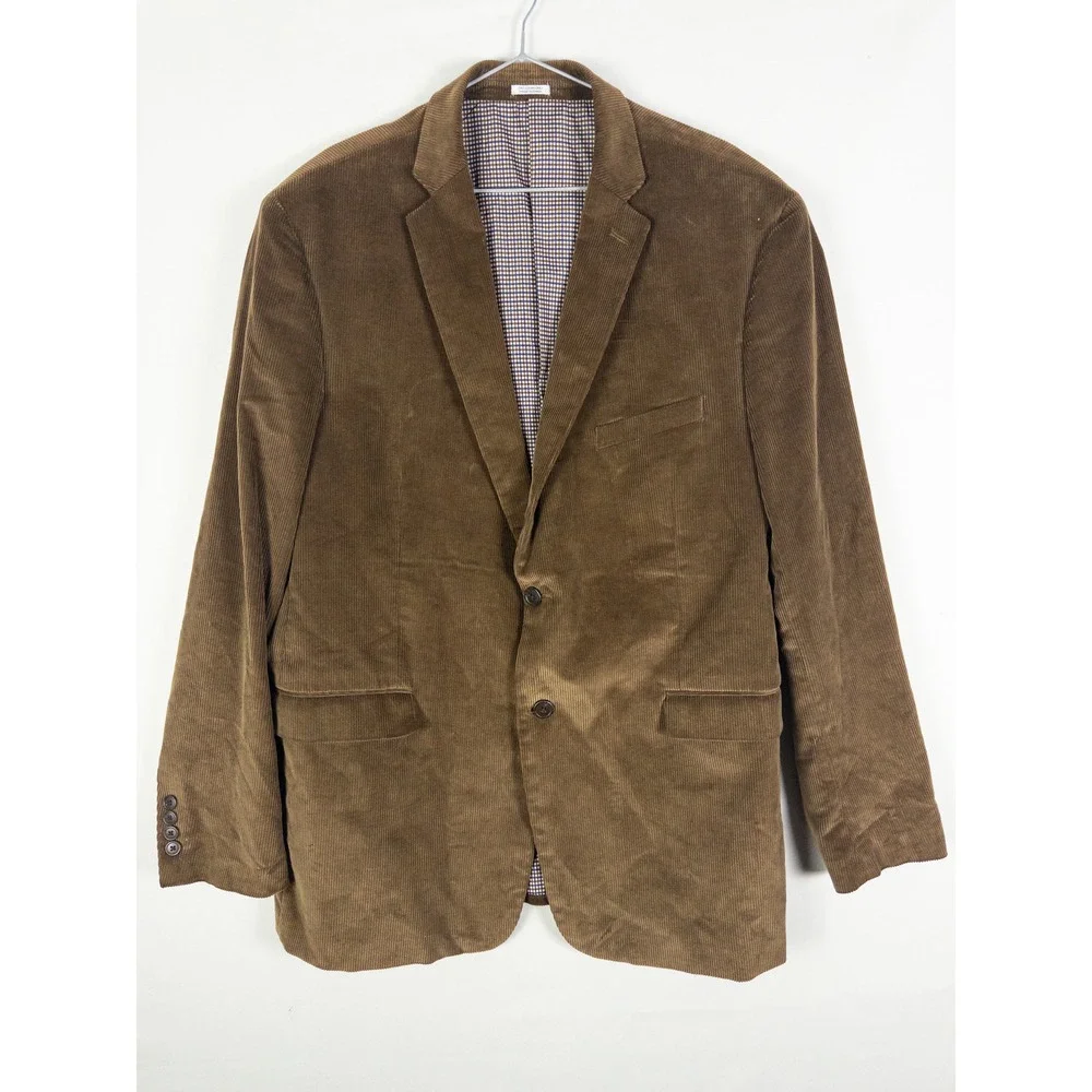 Saddlebred Heritage Corduroy Blazer Sport Coat Mens 46L Brown Dark Academia Prep